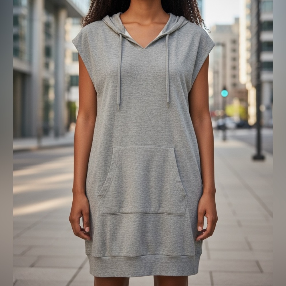 Bailey 44 Gray Sleeveless Sweatshirt Hoodie Kangaroo Pocket‎ Athletic Dress